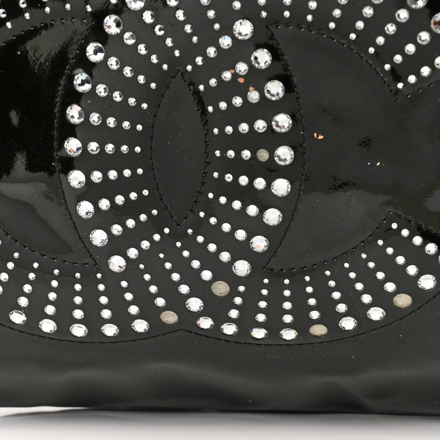 Patent Crystal Strass Bonbons Tote Black