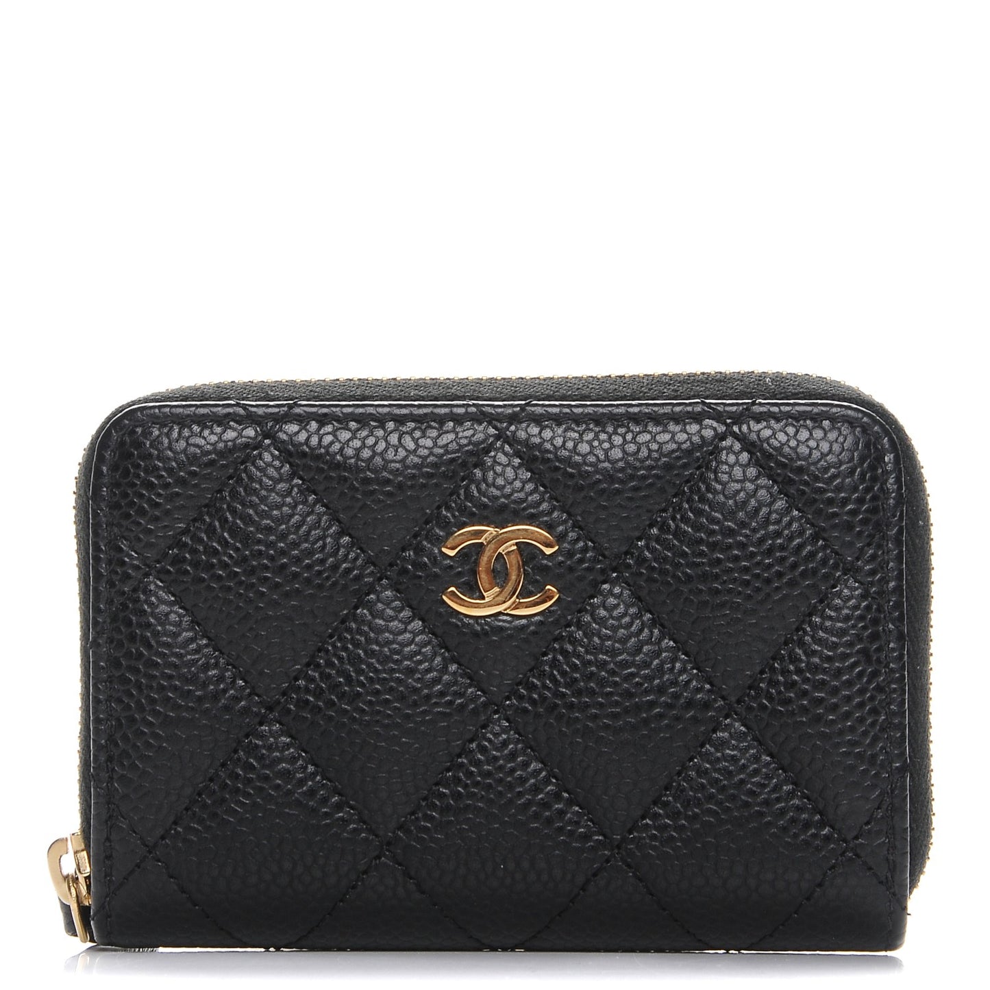 Caviar Quilted Zip Coin Purse Black