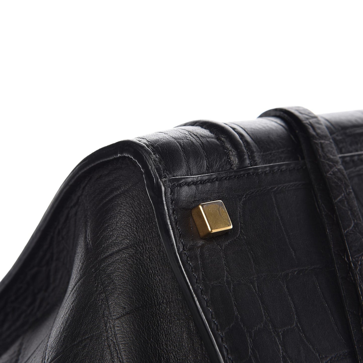 Crocodile Embossed Calfskin Medium Phantom Luggage Black