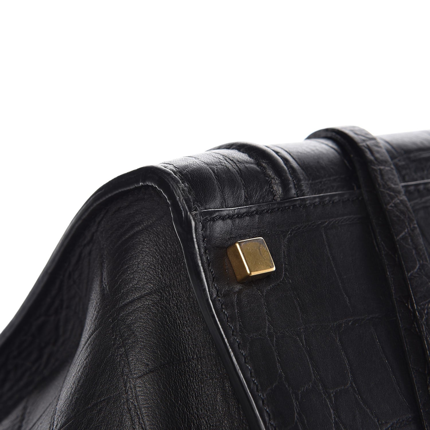 Celine Crocodile Embossed Calfskin Medium Phantom Luggage Black 8 of 8