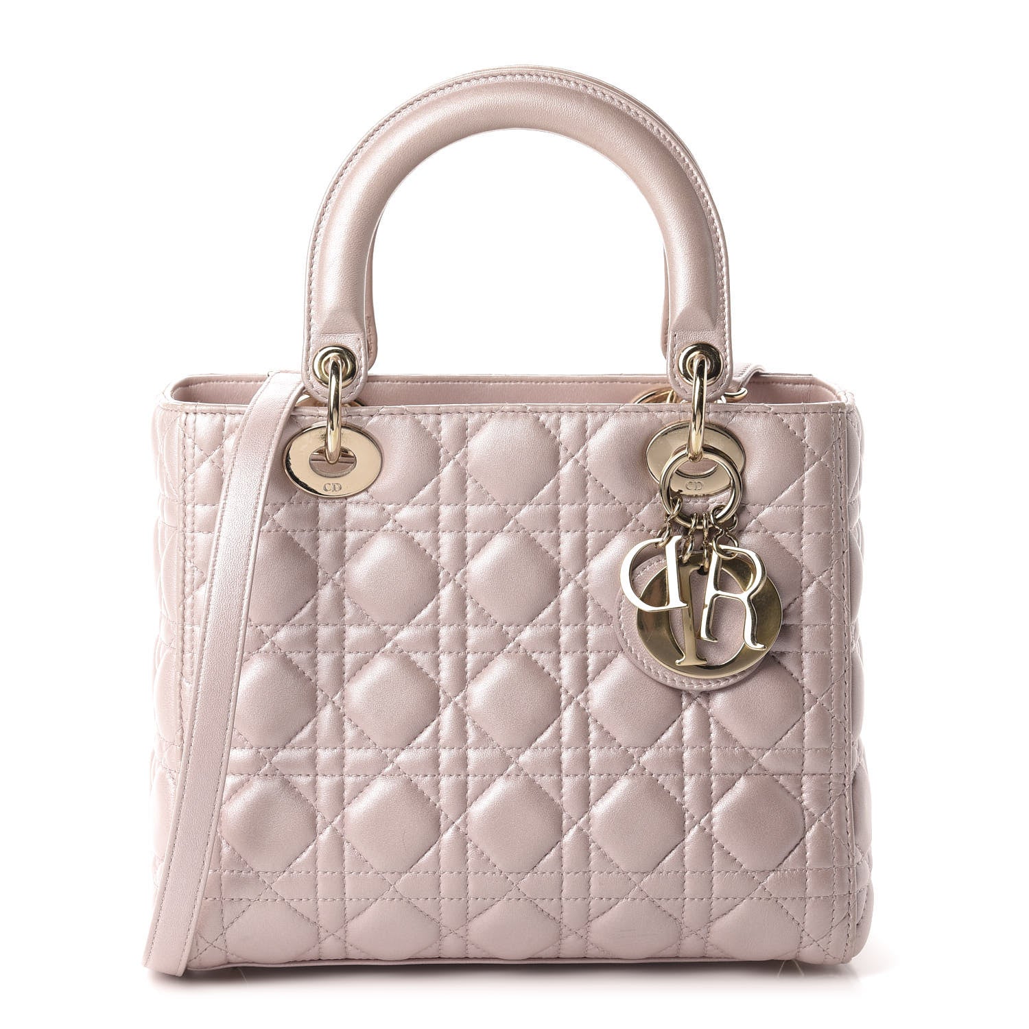 Christian Dior Pearly Lambskin Cannage Medium Lady Dior Lotus 1 of 10