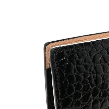 Alexander McQueen Calfskin Crocodile Embossed Knuckle Flat Clutch Black Gold 9 of 10