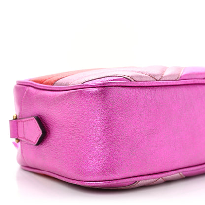 Gucci Laminated Nappa Matelasse Small GG Marmont Chain Shoulder Bag Fuxia Rosso Rosa 9 of 15