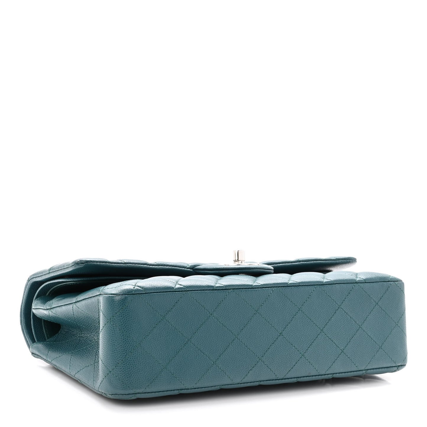 Caviar Quilted Medium Double Flap Dark Turquoise