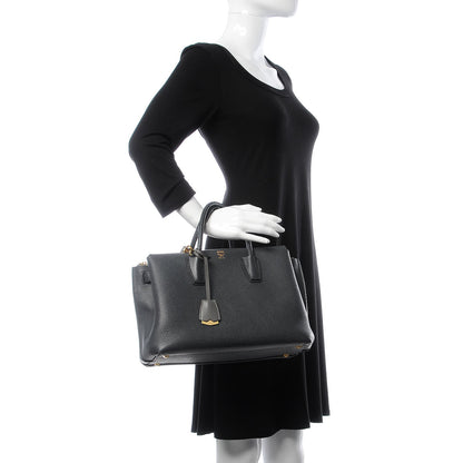 MCM Grained Calfskin Medium Milla Tote Phantom Grey 3 of 19