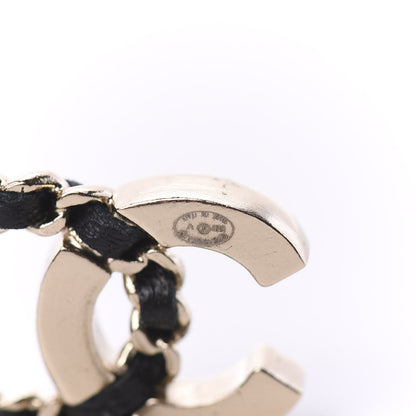 Chanel Crystal Baguette Lambskin Chain CC Vintage Allure Stud Earrings Black Gold 4 of 4