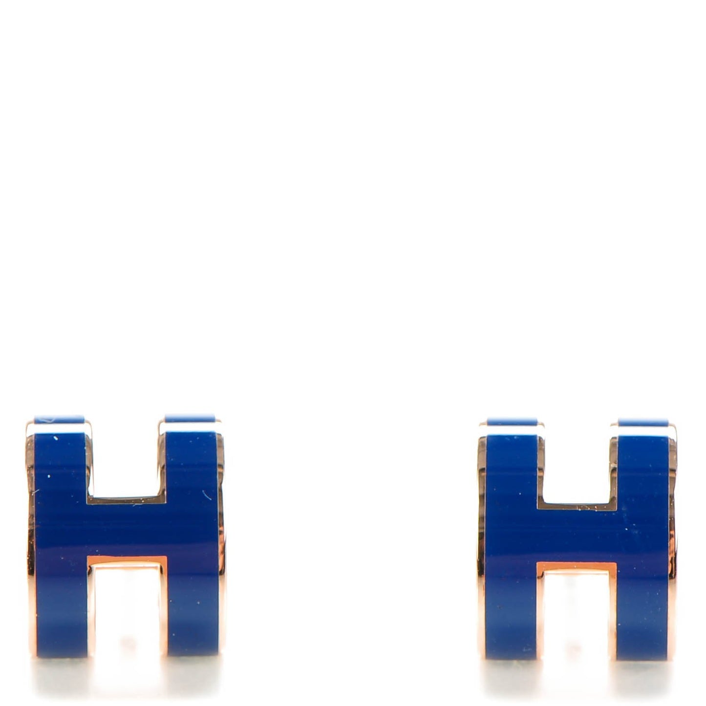 Rose Gold Lacquered Pop H Earrings Navy Bleu