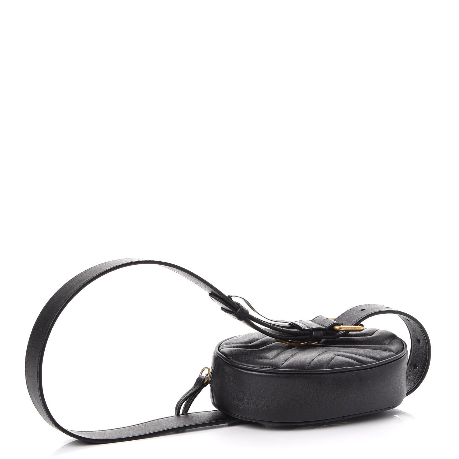 Gucci Calfskin Matelasse GG Marmont Belt Bag 85 34 Black 4 of 9