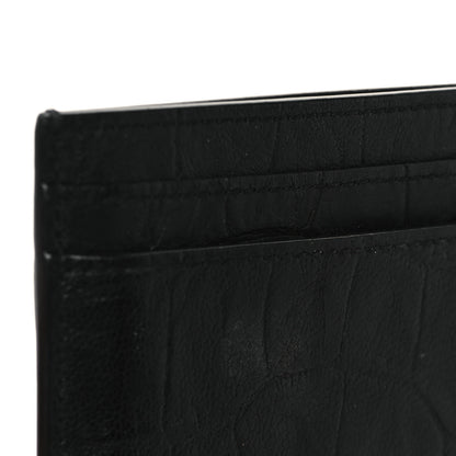 Saint Laurent Calfskin Crocodile Embossed Monogram Credit Card Case Black 8 of 8
