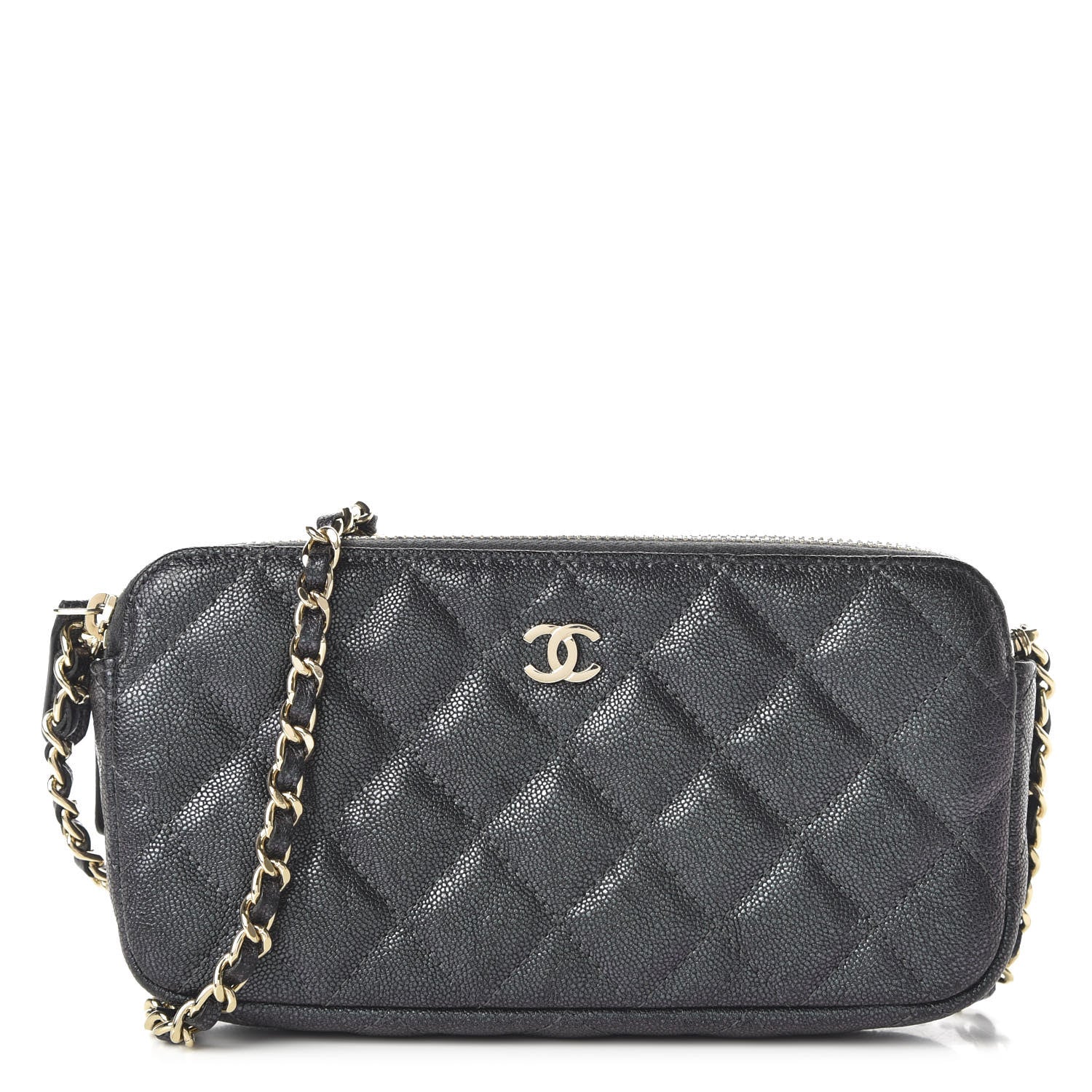 Chanel Iridescent Caviar Quilted Small Clutch With Chain Black 1 of 12