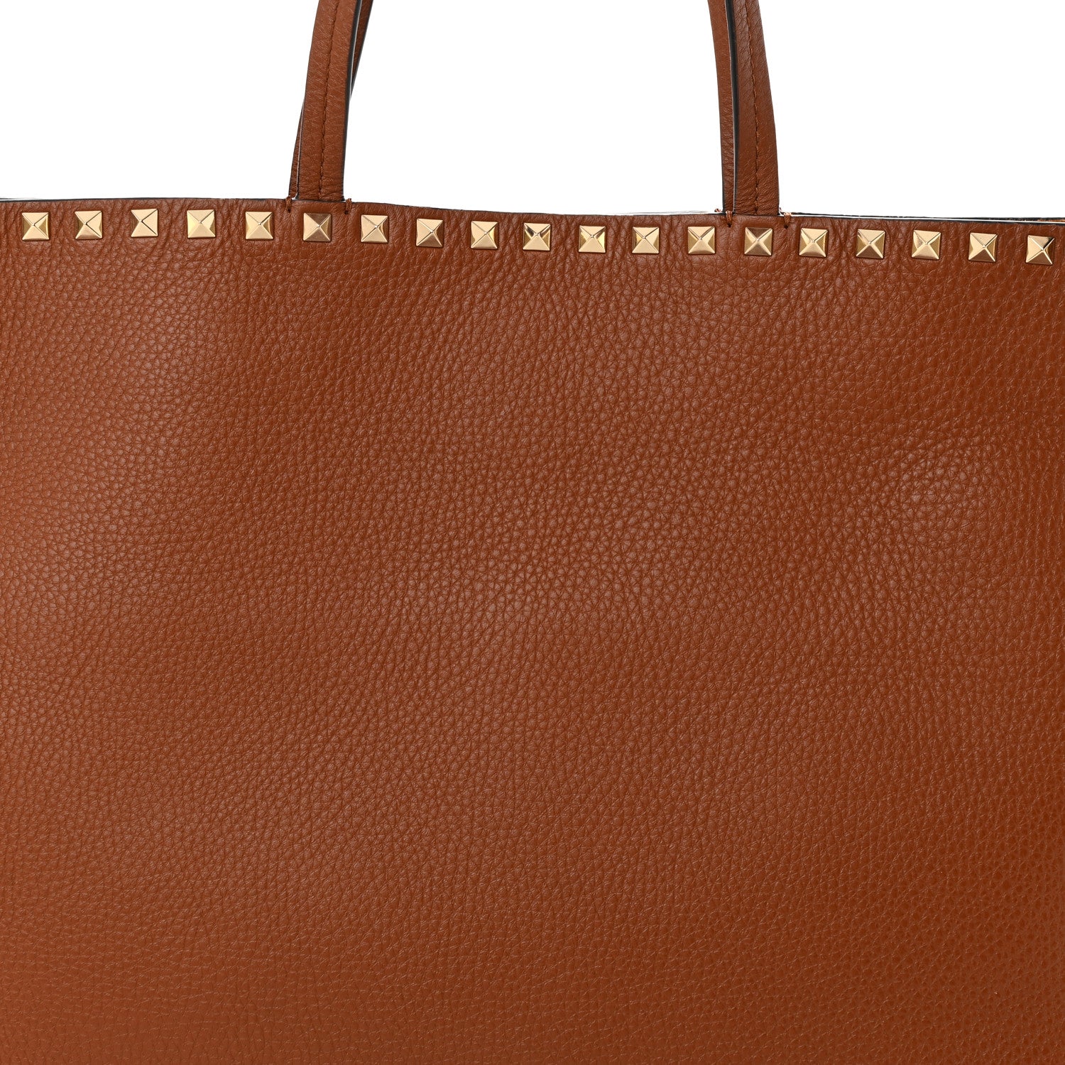 Valentino Garavani Grained Calfskin Rockstud Shoulder Tote Brown 7 of 9