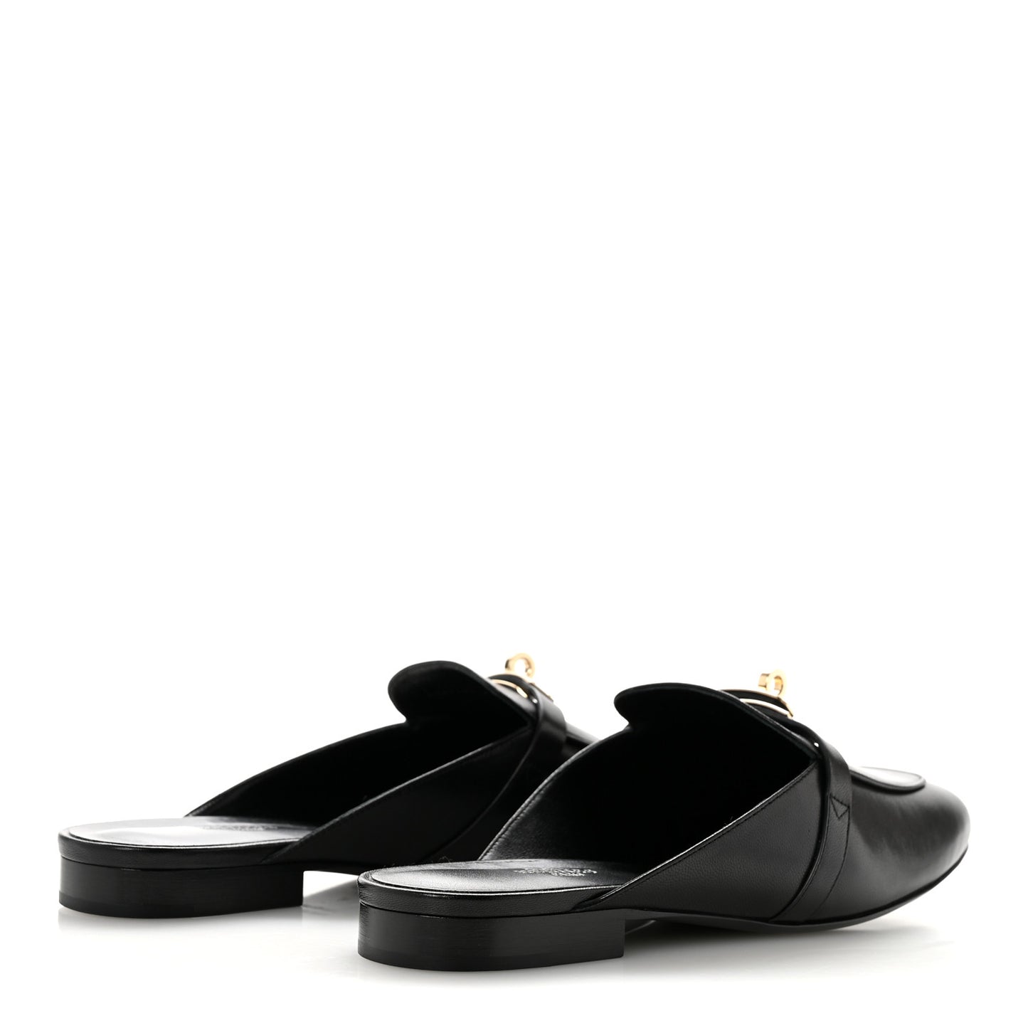 Glazed Calfskin Oz Mules 41 Black