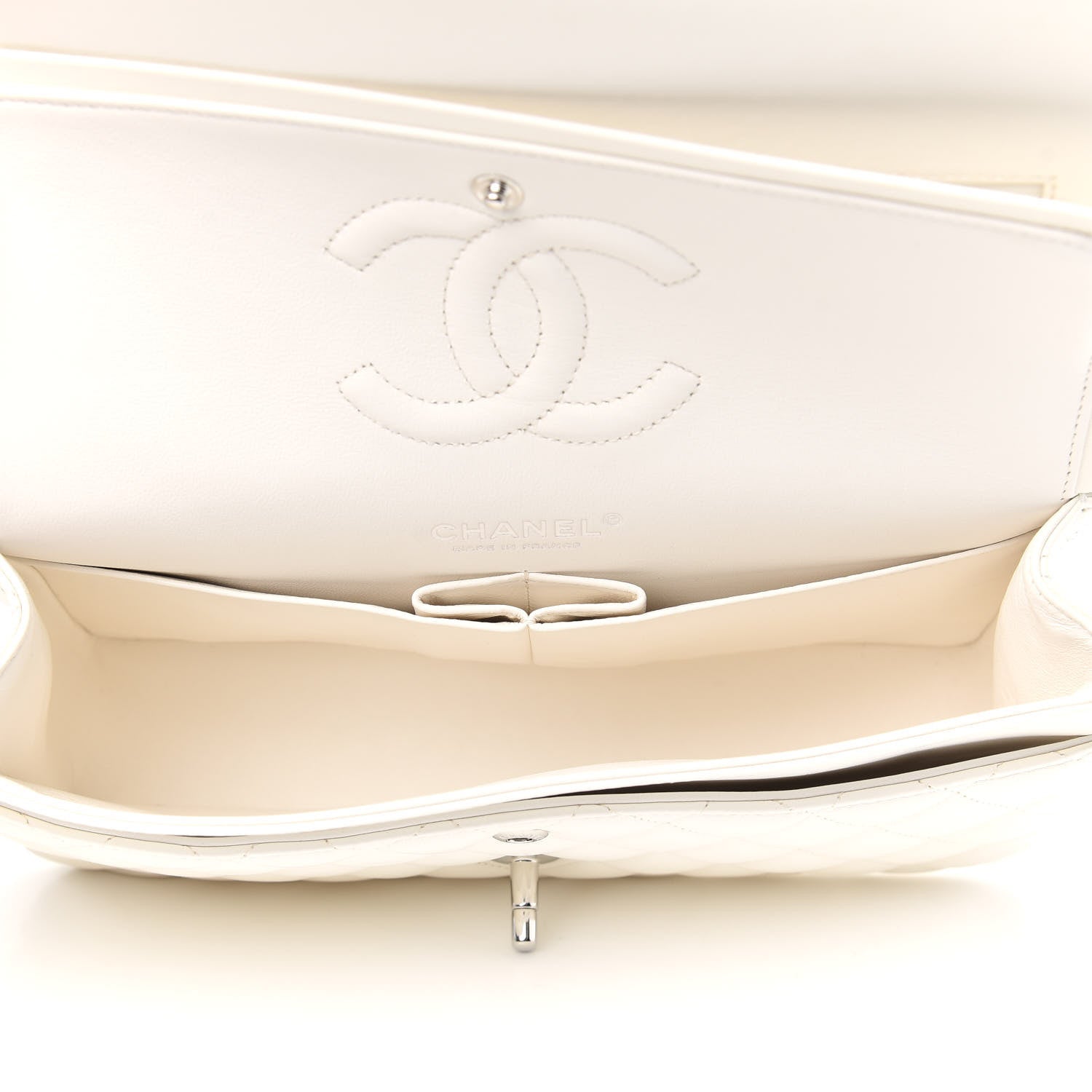 Chanel Lambskin Quilted Medium Double Flap White 5 of 11