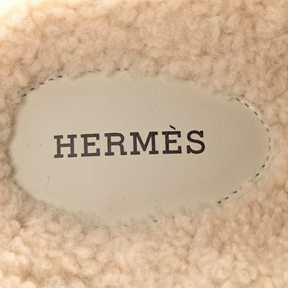 Hermes Suede Goatskin Woolskin Womens Chypre Sandals 40 Marron Ebene 8 of 10