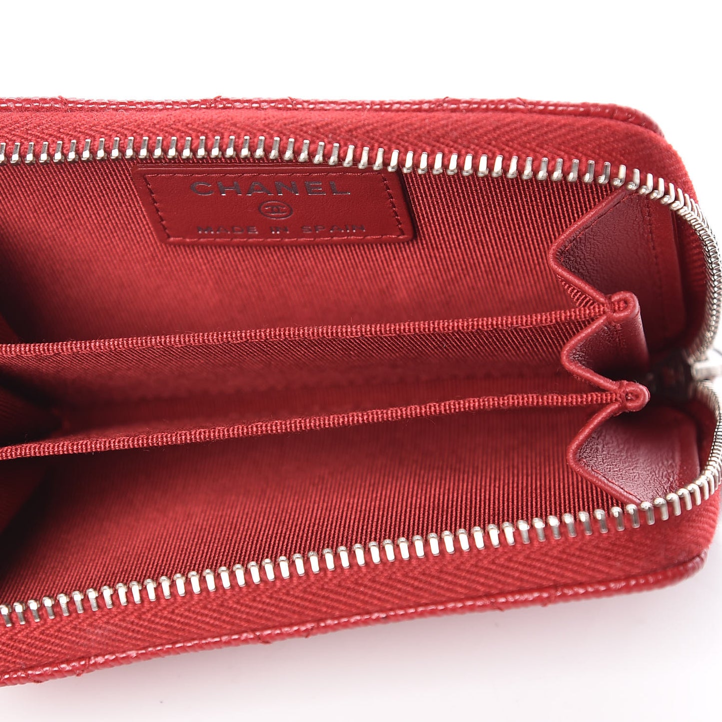 Caviar Quilted Zip Coin Purse Red