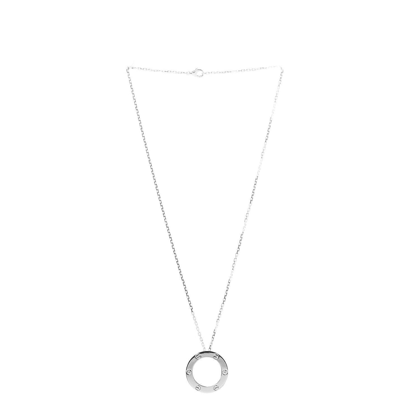 18K White Gold LOVE Pendant Necklace