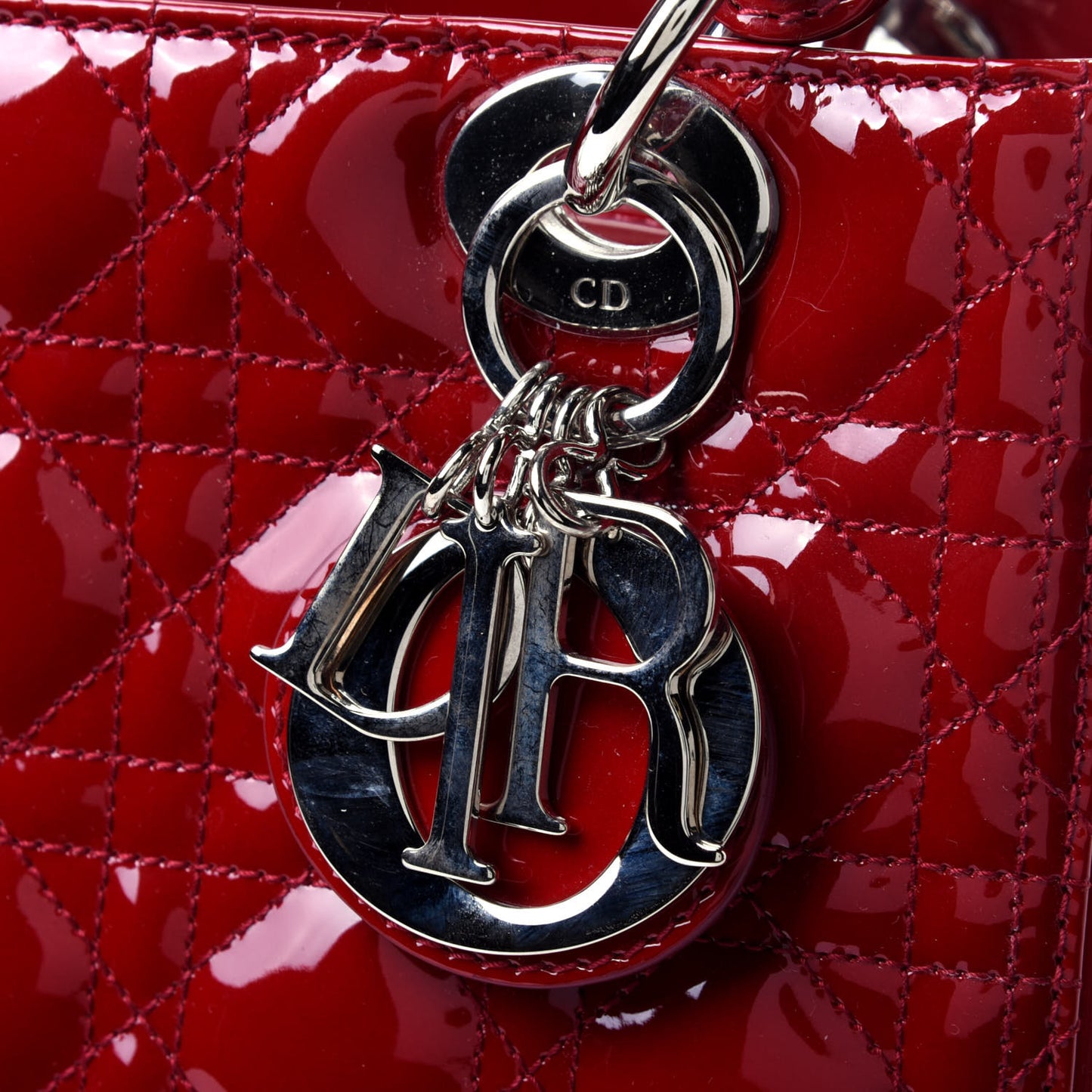 Patent Cannage Medium Lady Dior Red