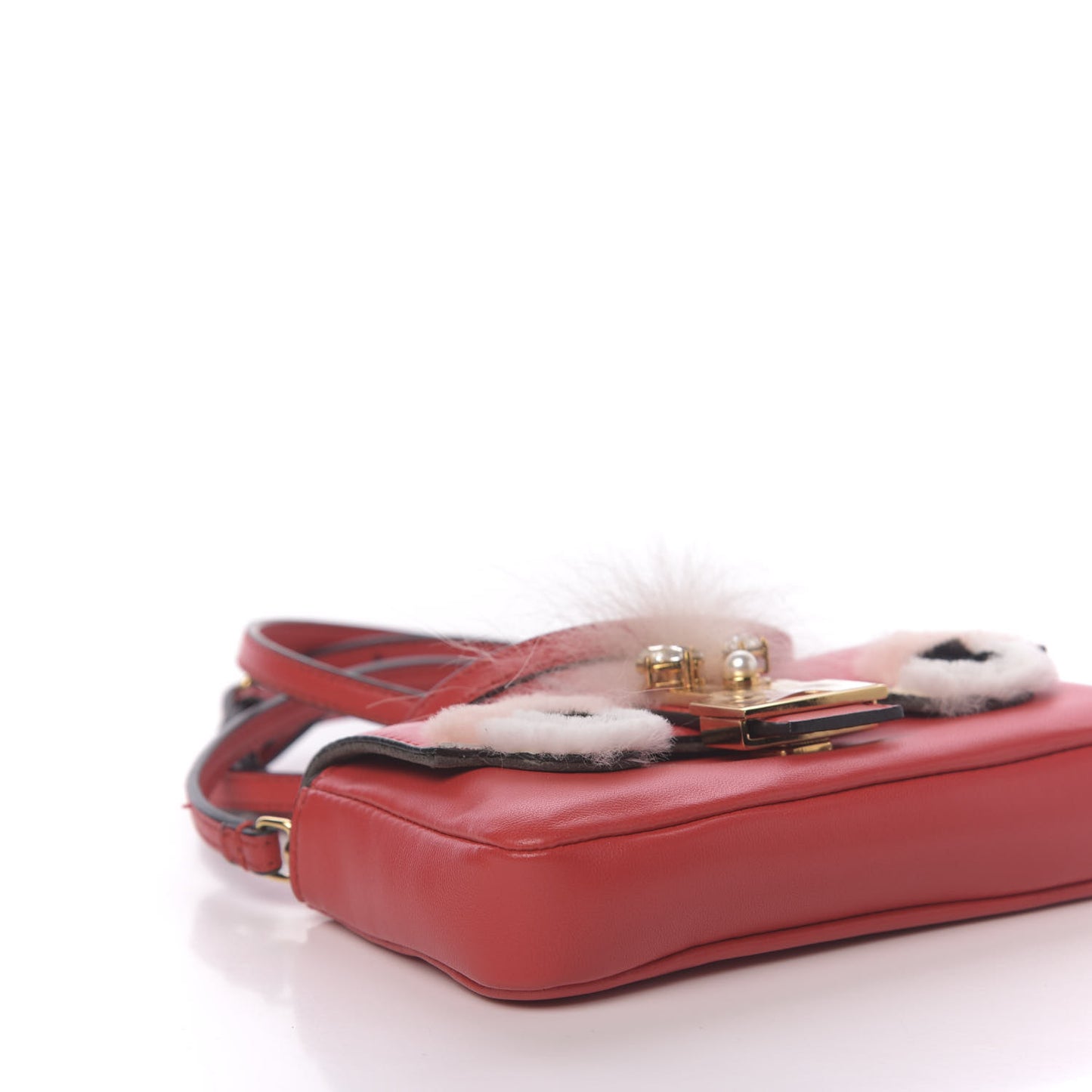 Nappa Rabbit Fox Fur Micro Buggie Baguette Fiamma Rosa