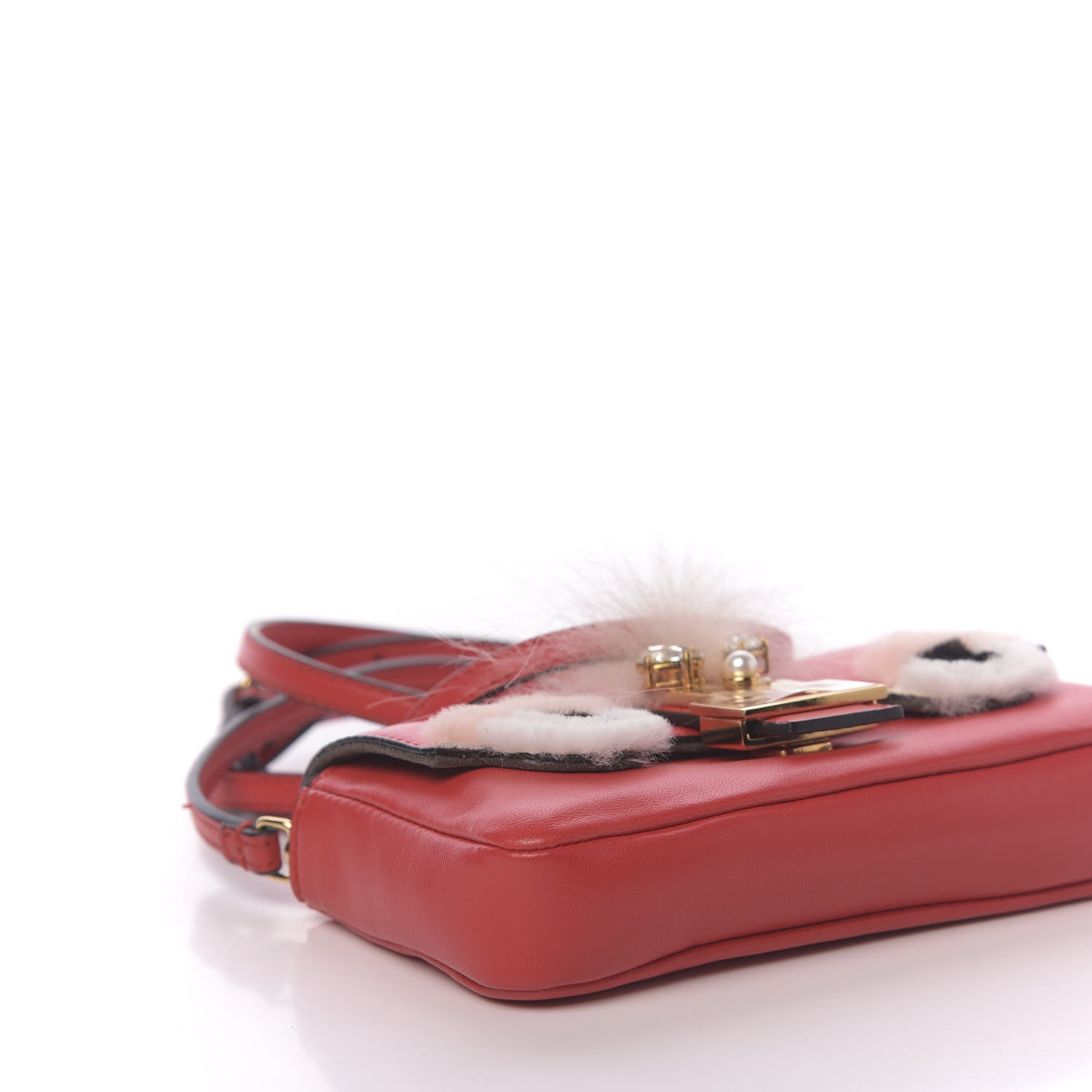 Fendi Nappa Rabbit Fox Fur Micro Buggie Baguette Fiamma Rosa 9 of 12