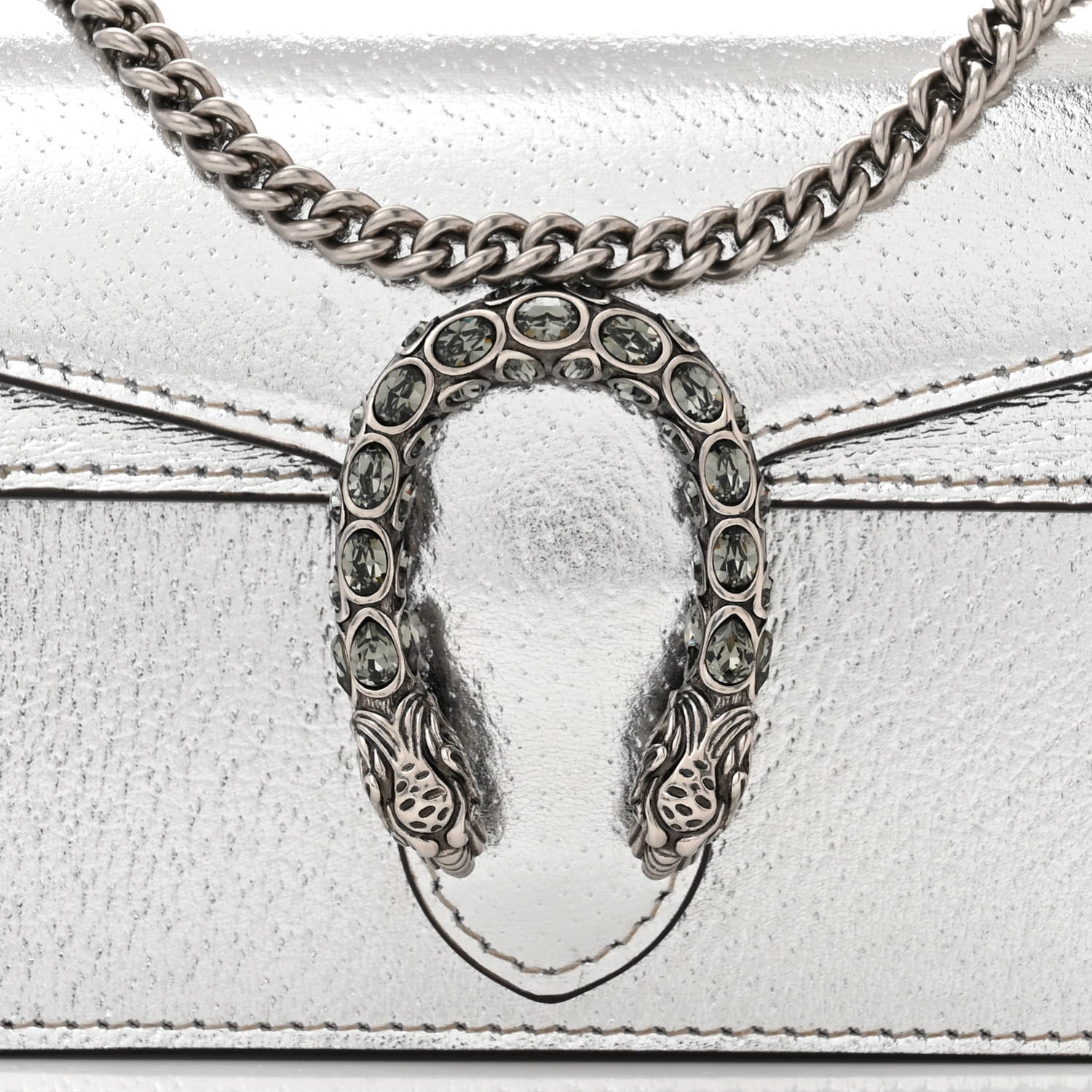 Gucci Metallic Calfskin Super Mini Dionysus Shoulder Bag Silver 7 of 10