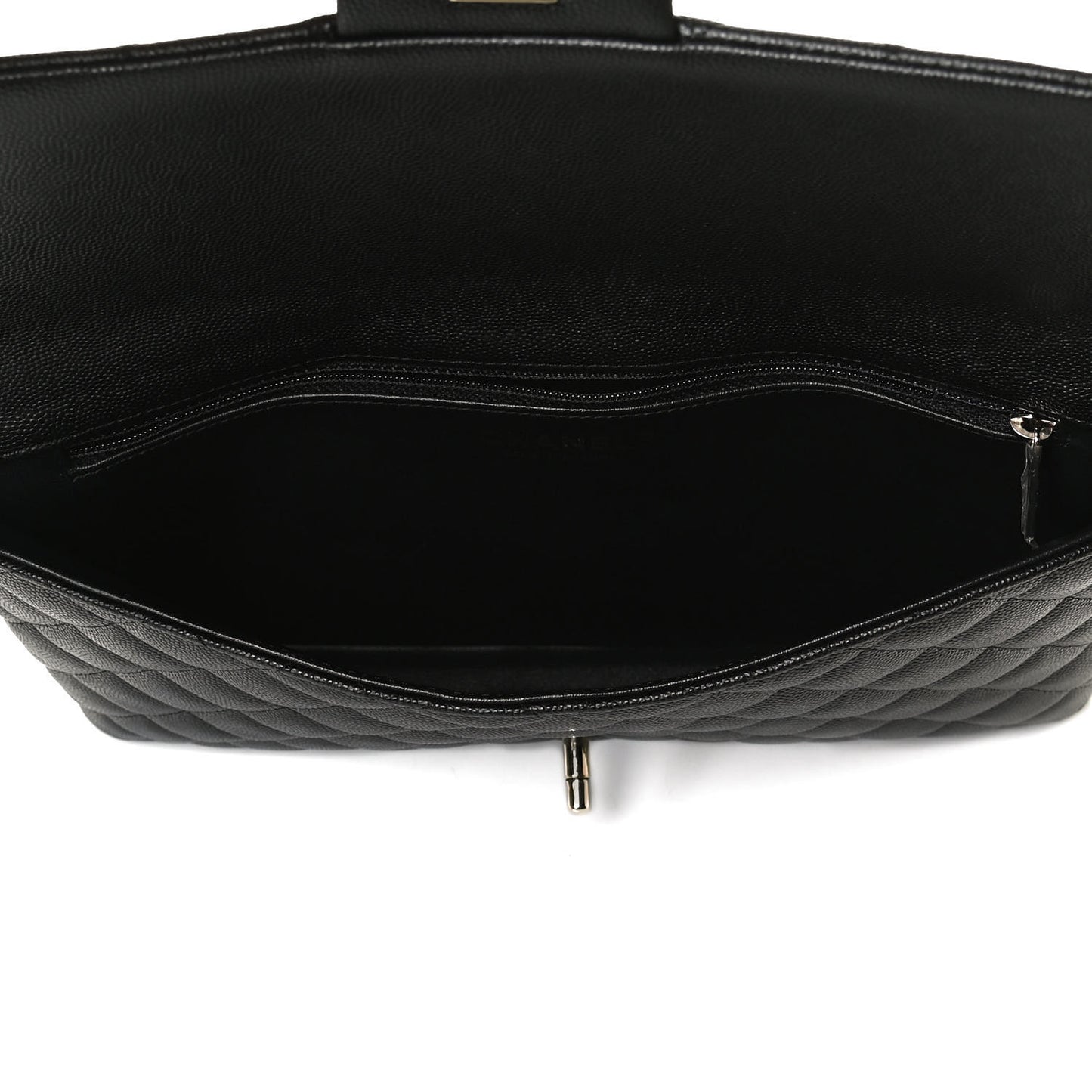 Caviar Quilted Flap Clutch Black