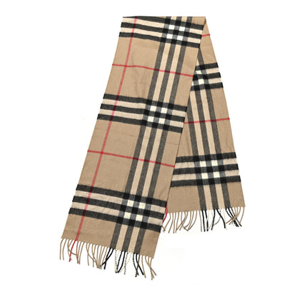 Burberry Cashmere Giant Check Fringe Scarf Camel 2 of 3