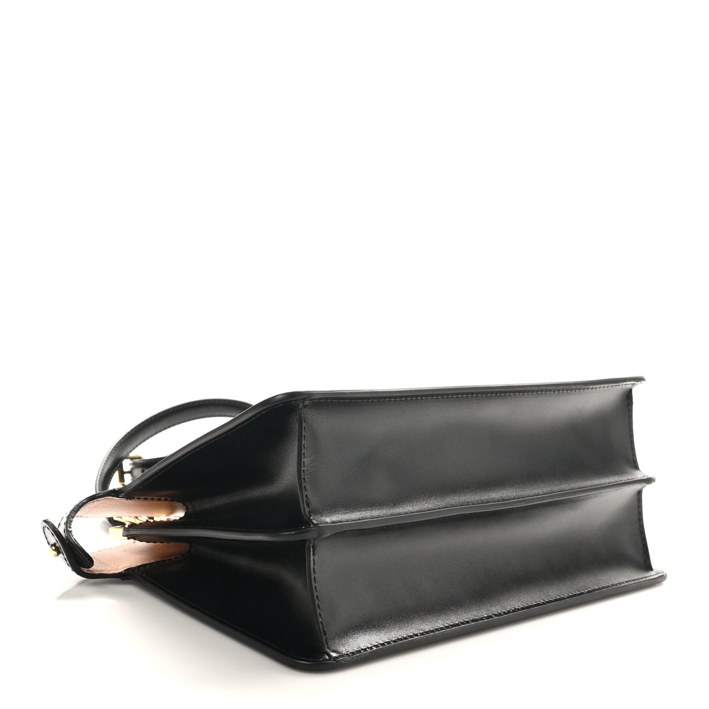 Vitello King Luxor Shiny Nappa Medium Peekaboo I SEE U East West Satchel Black Light Rose