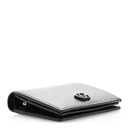 Gucci Dollar Calfskin Enamel Monochrome GG Marmont Card Case Black 4 of 9