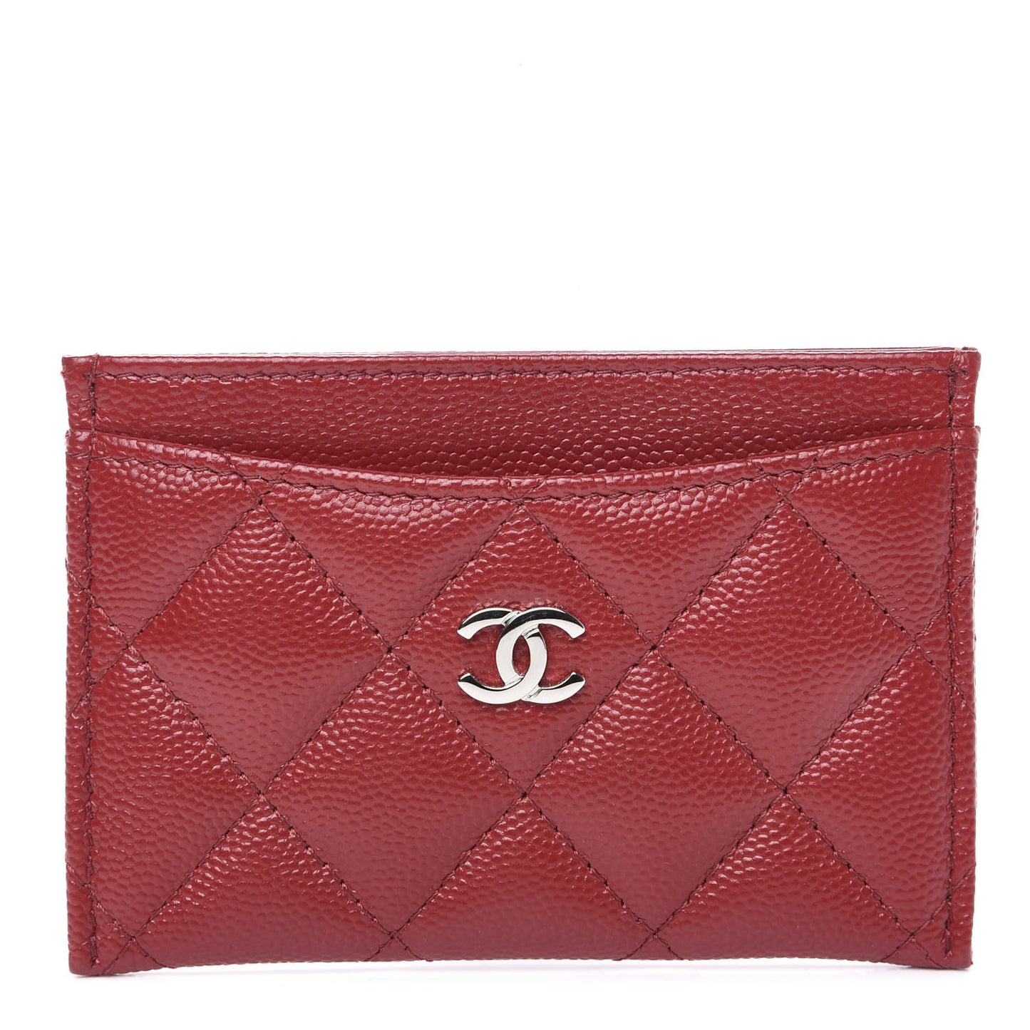 Caviar Quilted Card Holder Red