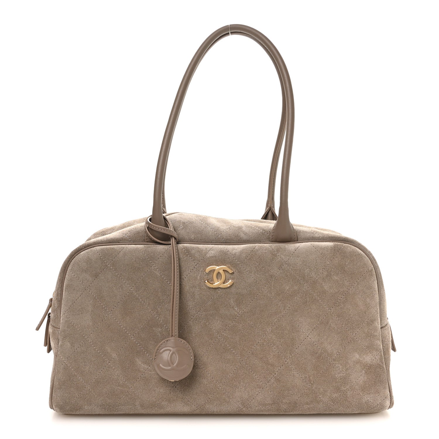 Chanel Suede Calfskin Large Perfect Bowling Bag Dark Beige 1 of 11