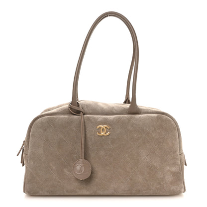 Chanel Suede Calfskin Large Perfect Bowling Bag Dark Beige 1 of 11