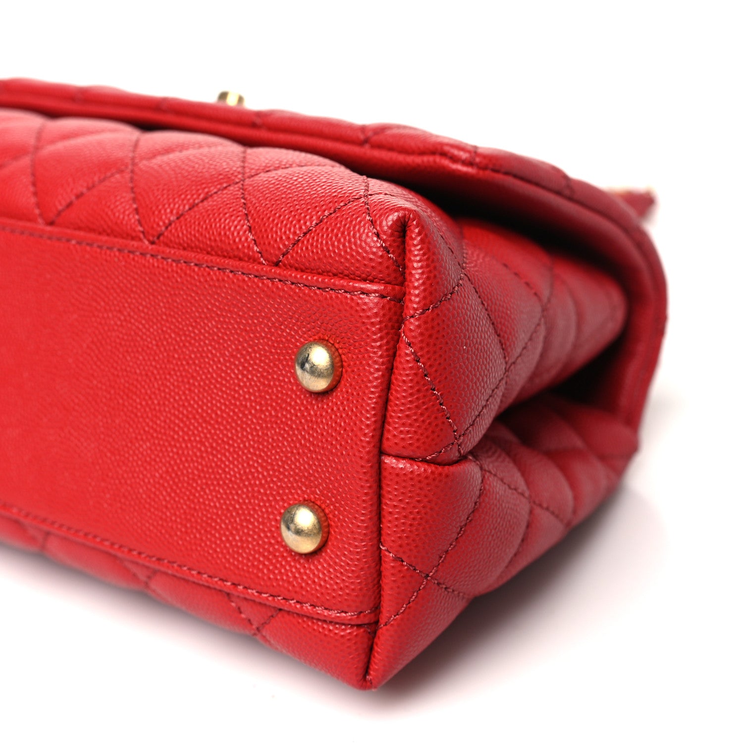 Chanel Caviar Lizard Embossed Quilted Mini Coco Handle Flap Red 10 of 10