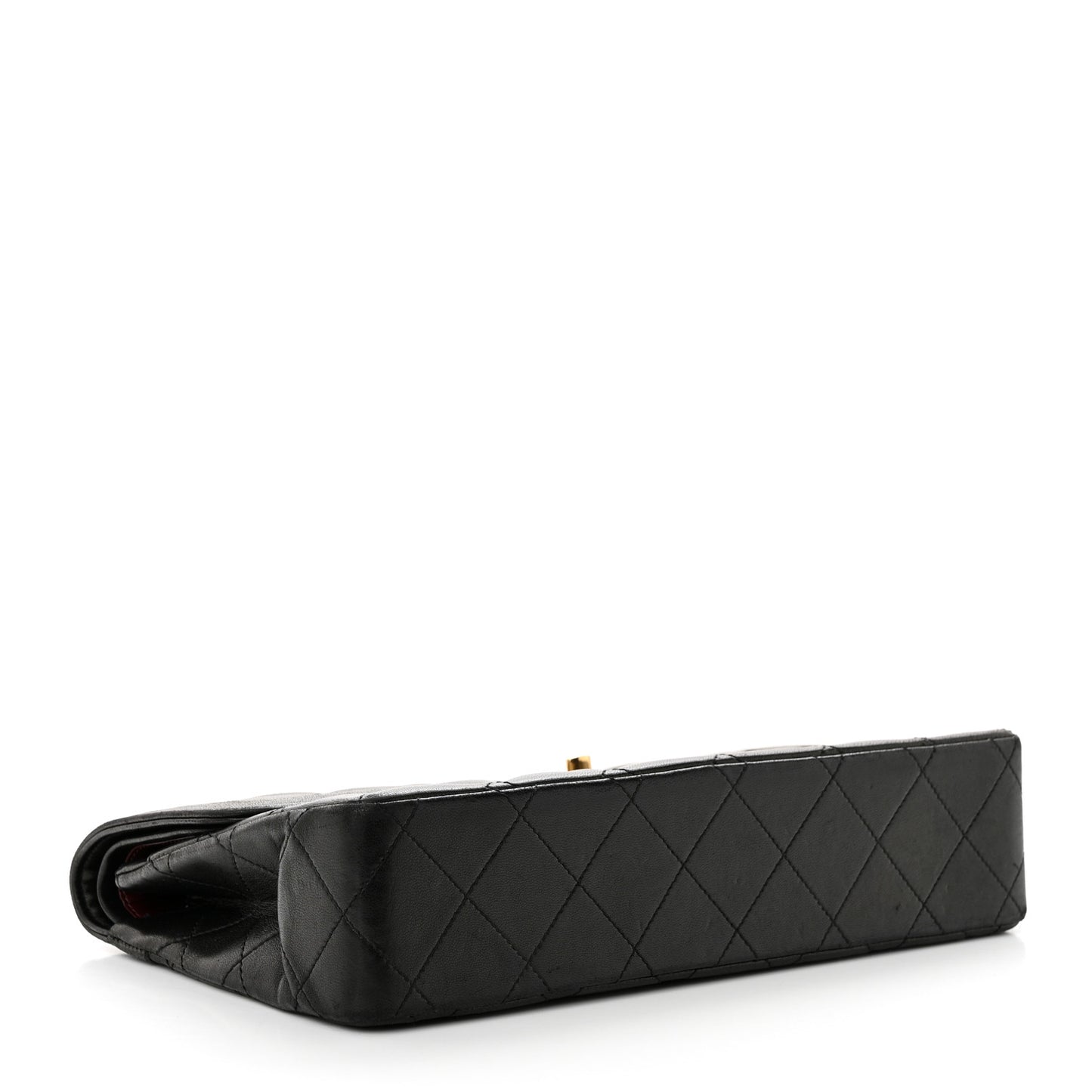 Lambskin Quilted Medium Double Flap Bag Black