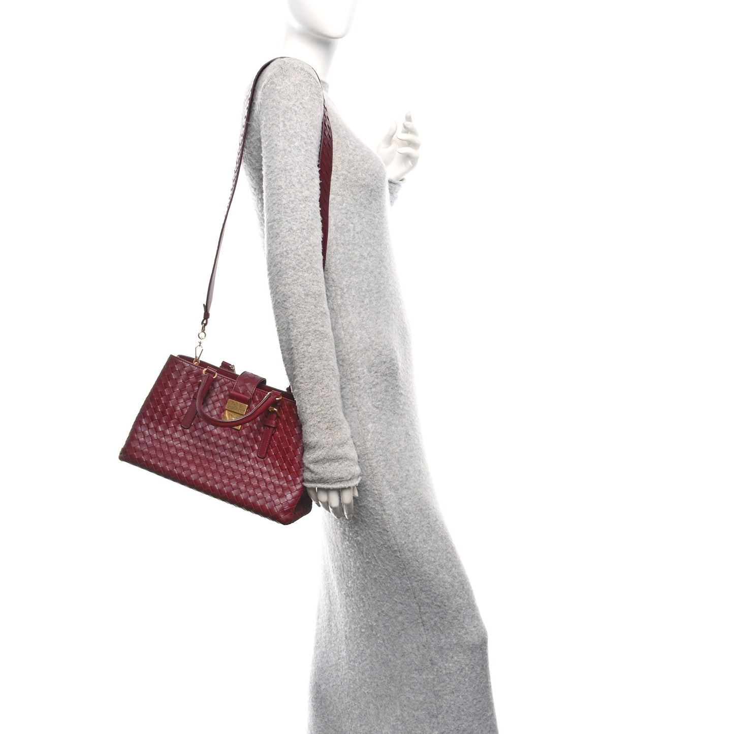 Light Calf Intrecciato Small Roma Dark Red