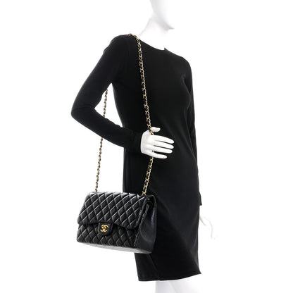 Chanel Lambskin Quilted Jumbo Double Flap Black 2 of 13