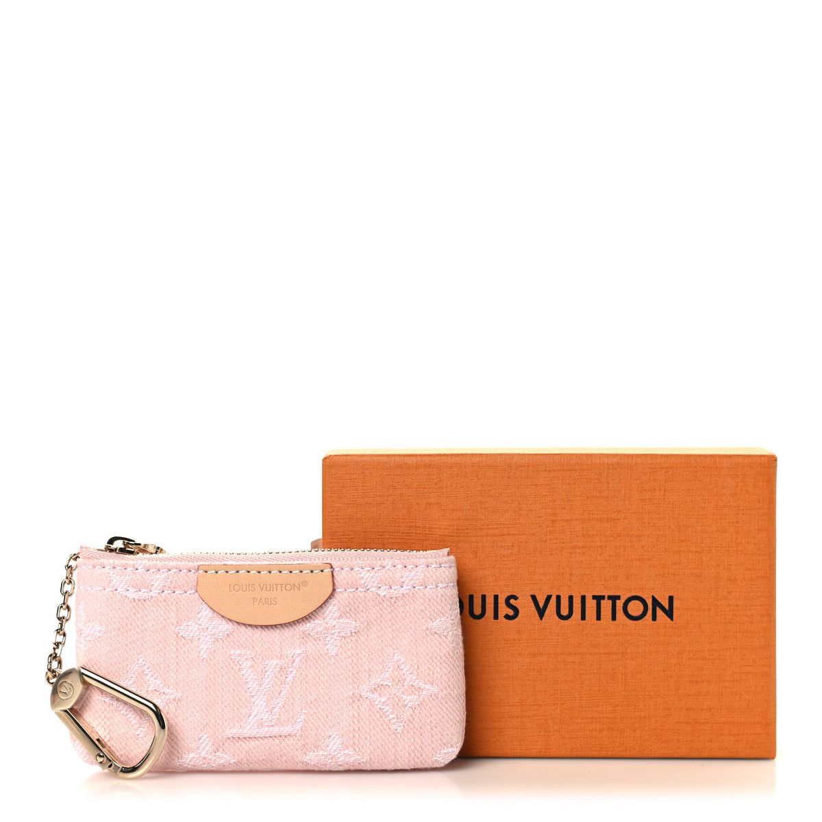 Monogram Denim Key Pouch Washed Pink Washed Pink