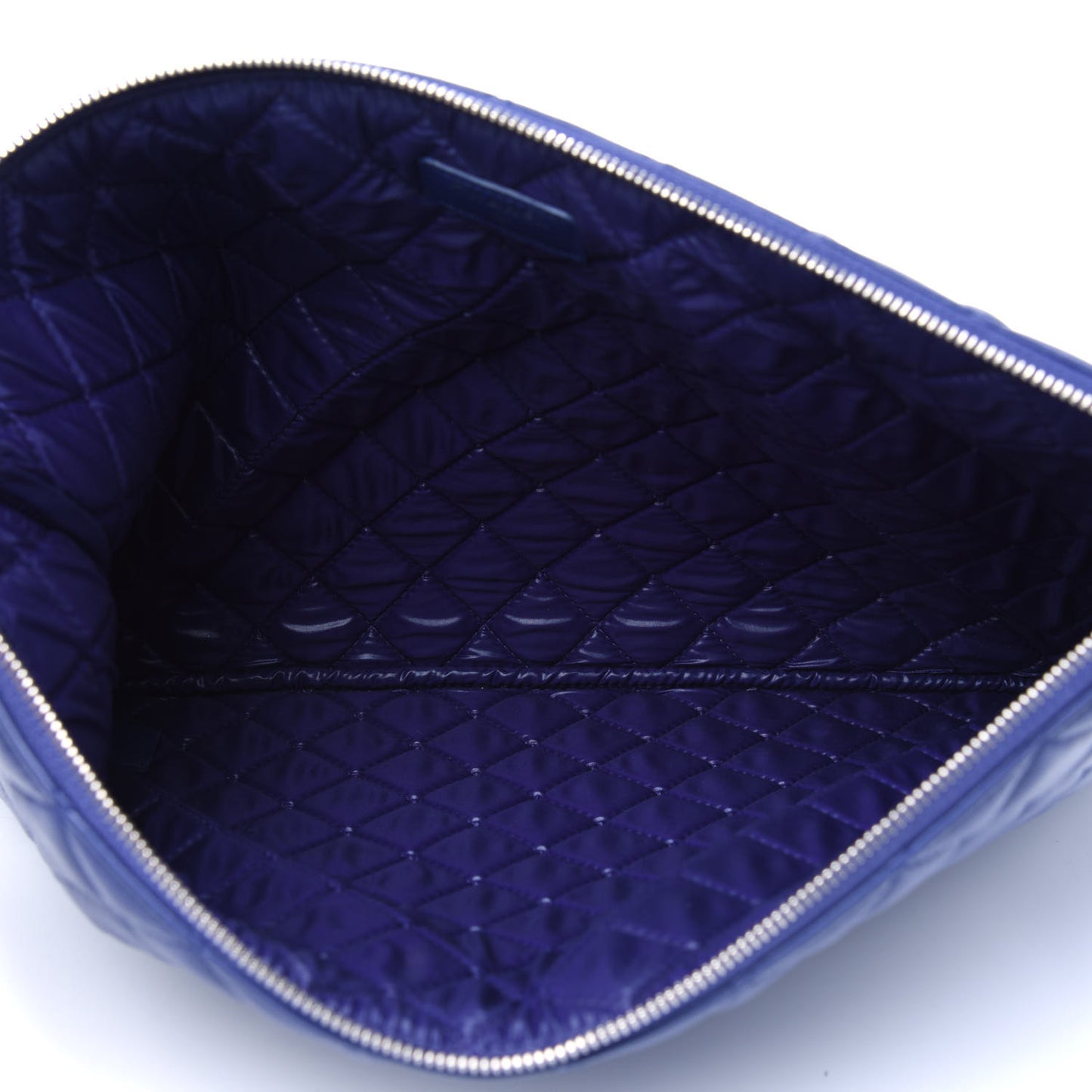 Lambskin Quilted Large Cosmetic Case Blue