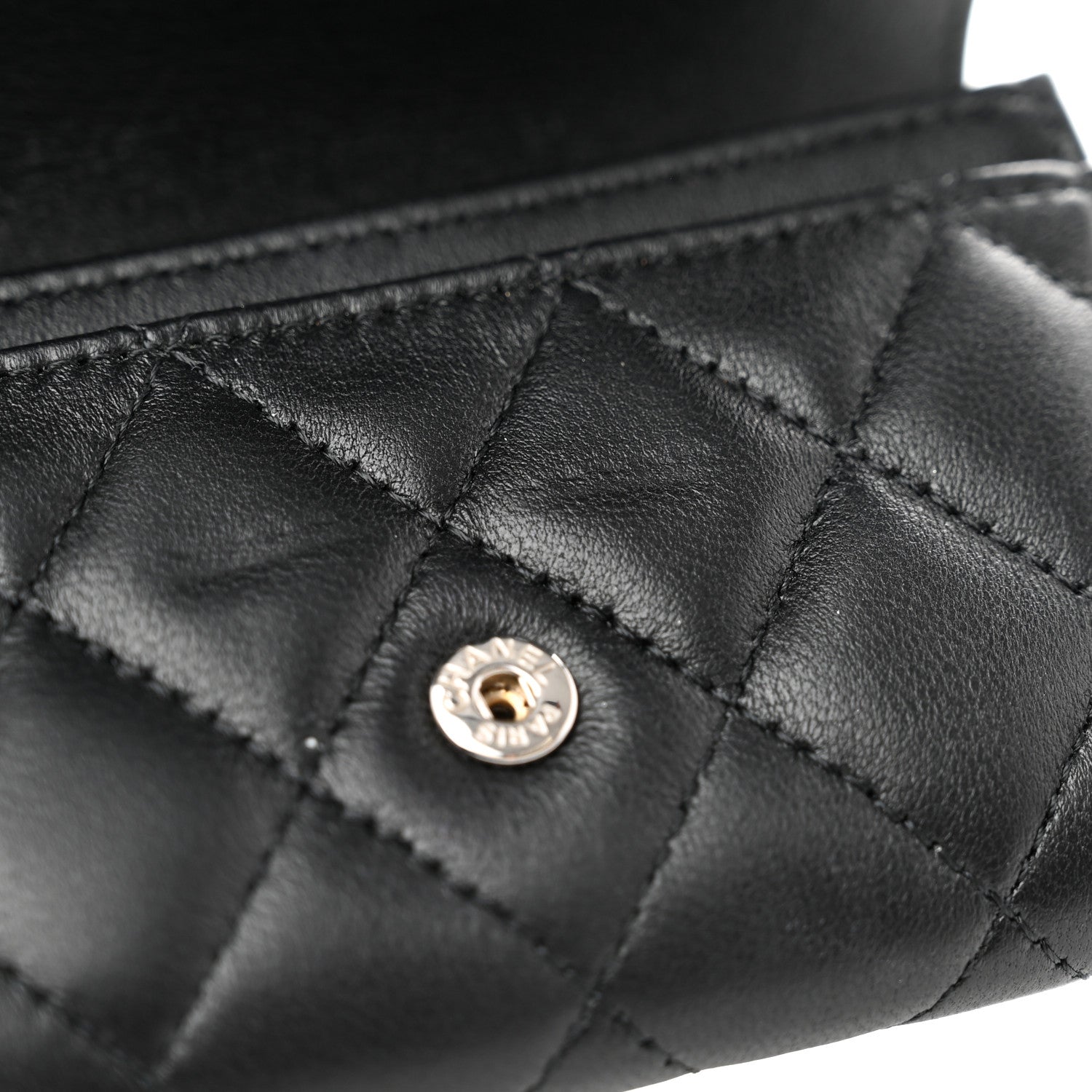 Chanel Lambskin Quilted Flap Card Holder Wallet Black 10 of 10