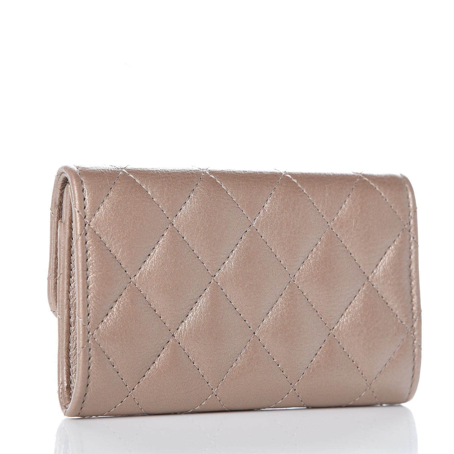 Chanel Metallic Calfskin Quilted Reissue Card Holder Wallet Gold 3 of 9