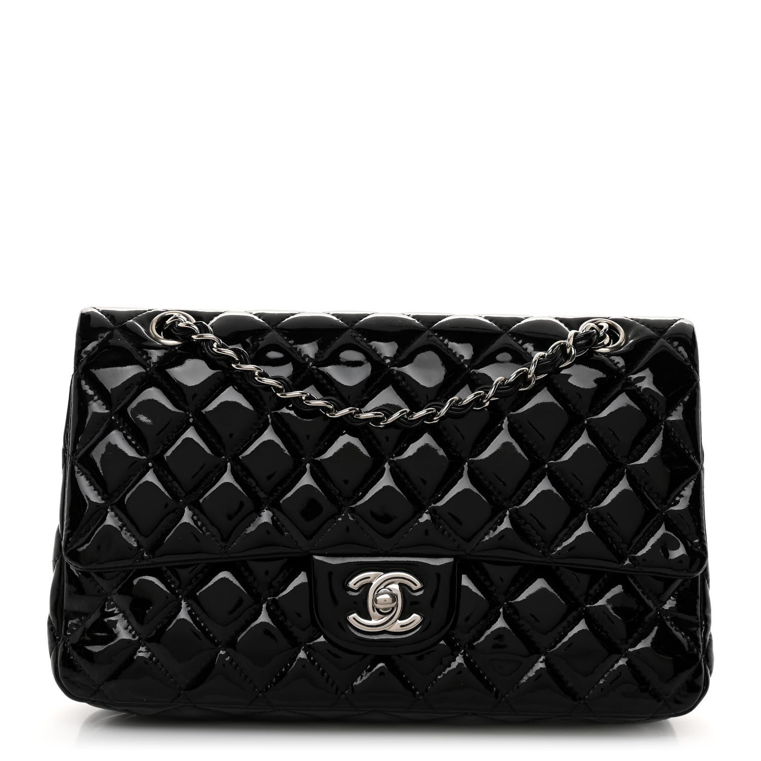 Chanel Patent Quilted Medium Double Flap Black 1 of 11