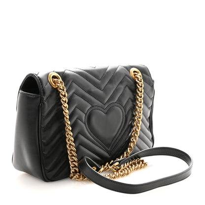 Gucci Calfskin Matelasse Small GG Marmont Shoulder Bag Black 3 of 10