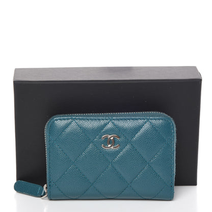 Chanel Caviar Quilted Zip Coin Purse Dark Turquoise 10 of 10