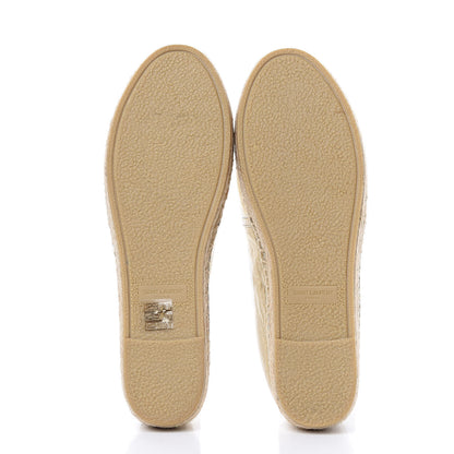 Saint Laurent Metallic Lambskin Monogram Espadrilles 38 Platino 5 of 9
