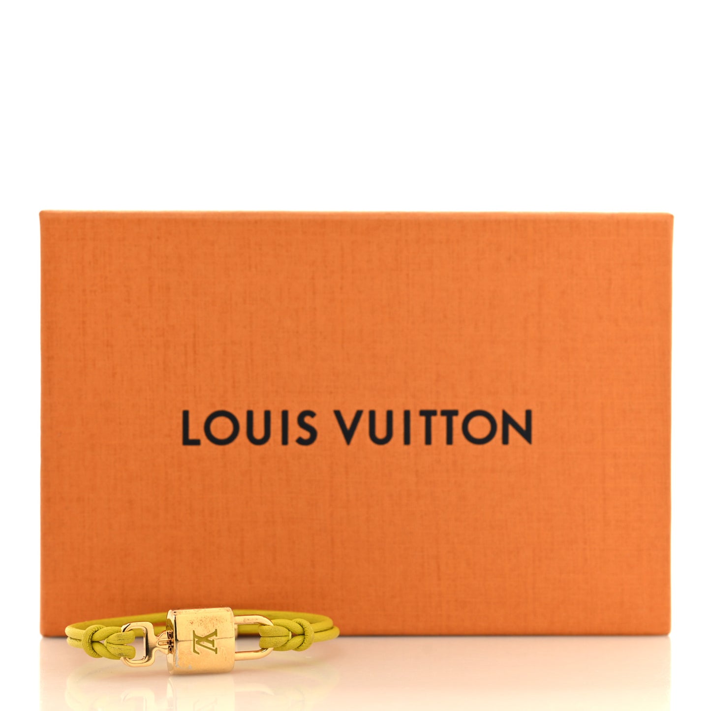 Calfskin LV Padlock Bracelet Green