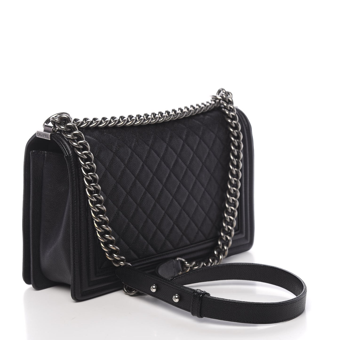 Caviar Quilted Large Boy Flap Black