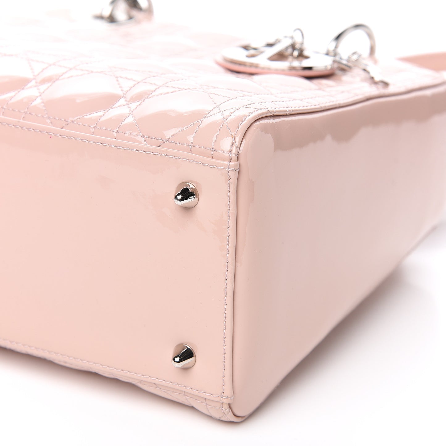 Patent Cannage Medium Lady Dior Rose Clair