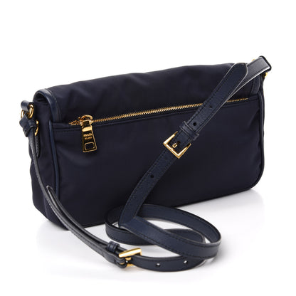 Prada Tessuto Nylon Saffiano Small Messenger Bag Blue 3 of 10