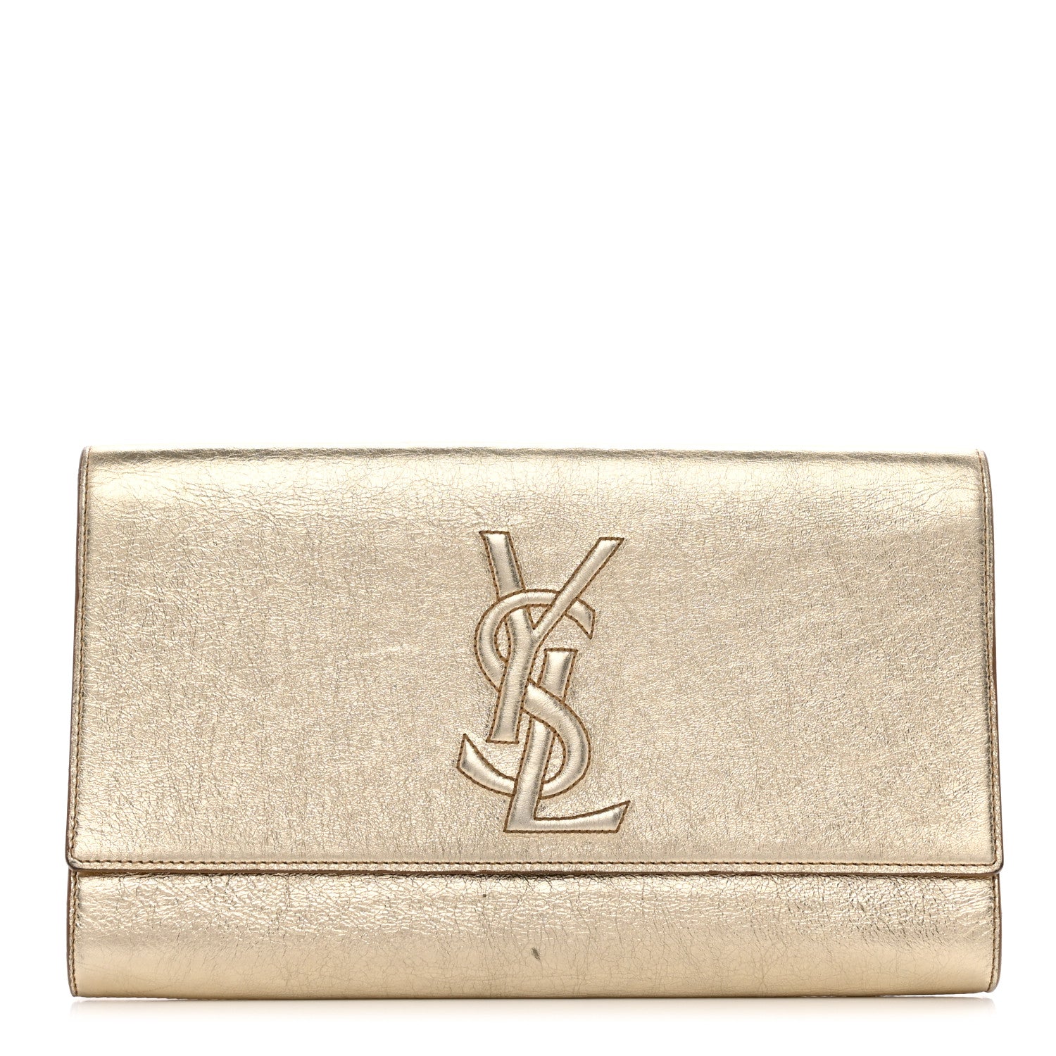 Saint Laurent Metallic Calfskin Monogram Large Belle De Jour Clutch Gold 1 of 9
