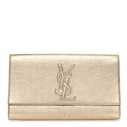 Saint Laurent Metallic Calfskin Monogram Large Belle De Jour Clutch Gold 1 of 9