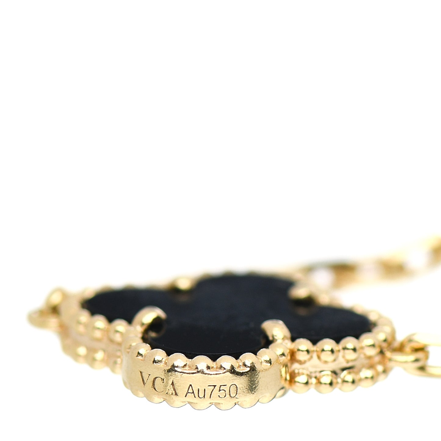 18K Yellow Gold Black Onyx 5 Motifs Vintage Alhambra Bracelet